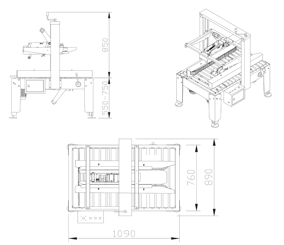 左右驱动胶带封箱机图纸